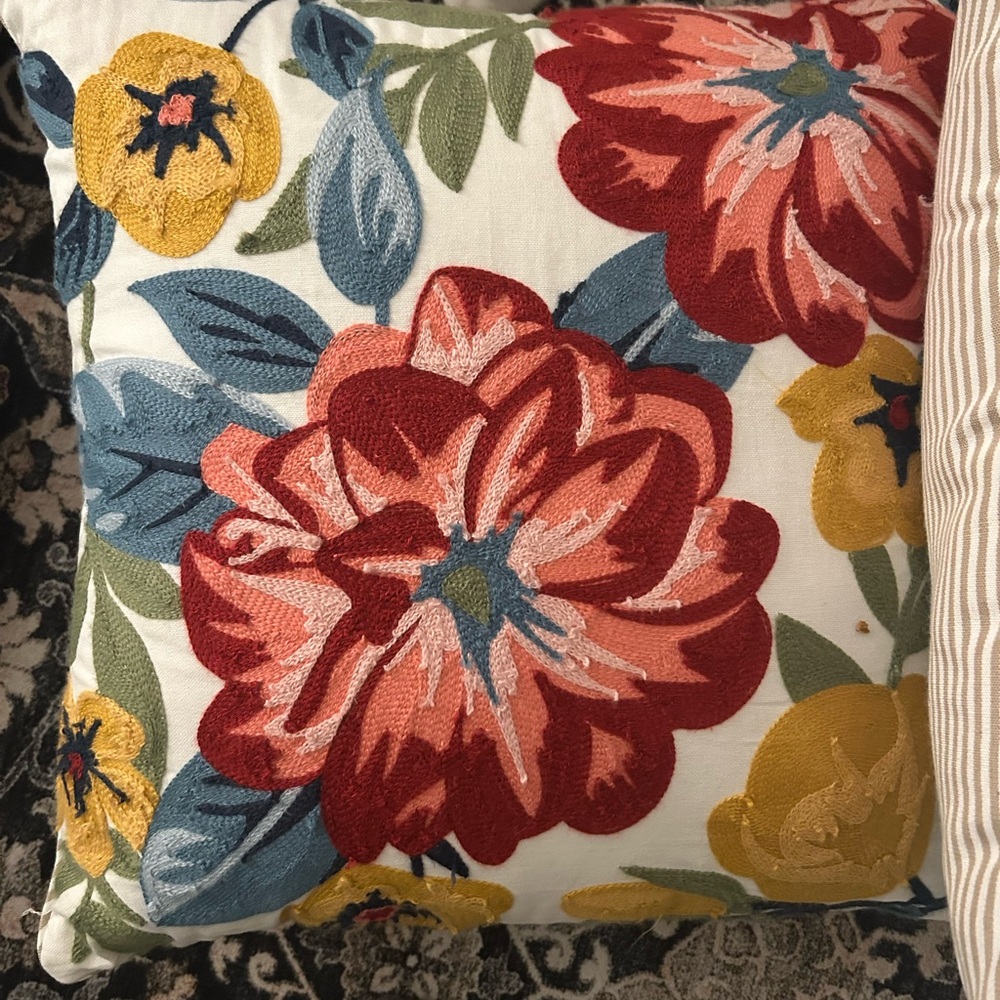 Floral Embroidered Pillows